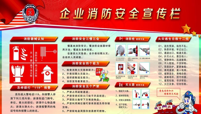 企业消防安全宣传栏图片(5669x3402)psd模版下载