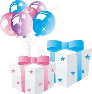 气球礼品盒庆祝素材图片