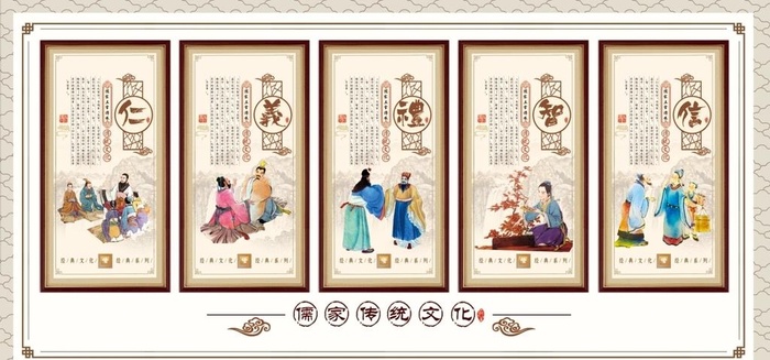仁义礼智信 文化墙图片(6467x1324)psd模版下载