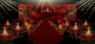 红色婚礼设计背景图片