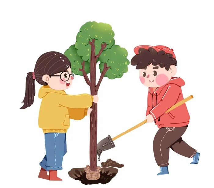 孩童种树植树植树节图片