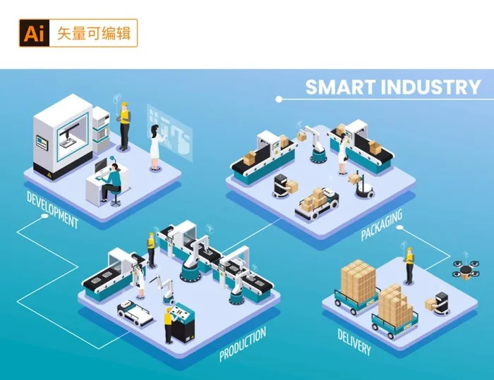 工业互联网插画图片ai矢量模版下载