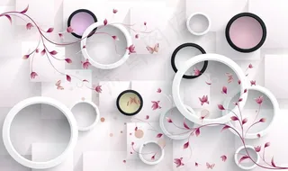 现代风格圆圈造型个性壁画背景墙图片