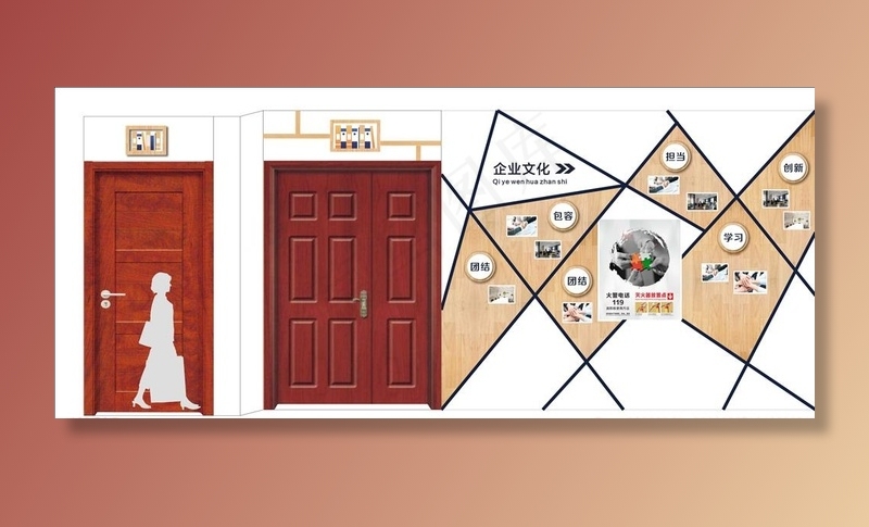 公司形象墙图片cdr矢量模版下载