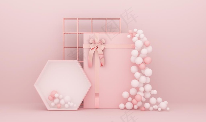 清新几何c4d背景图片简约海报