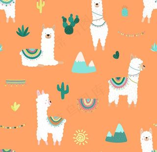 羊驼无缝背景图片