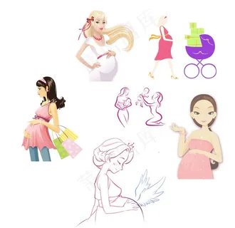 孕妈卡通矢量图图片