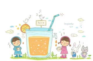 与动物分享果汁的孩子图片