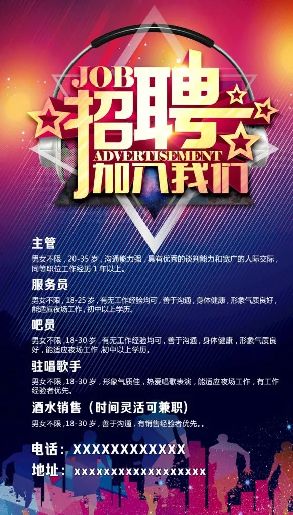酒吧招聘海报设计图片(2250x3750)psd模版下载