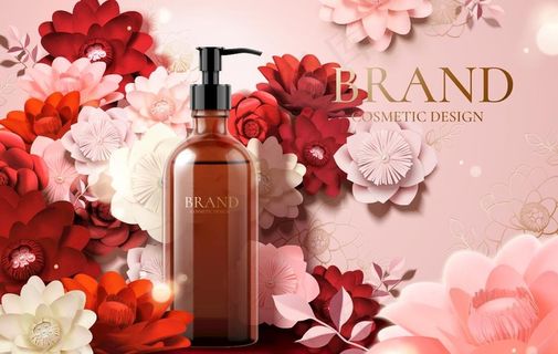 美妆海报 浪漫 玫瑰 剪纸风 图片