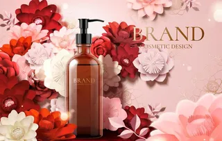 美妆海报 浪漫 玫瑰 剪纸风 图片