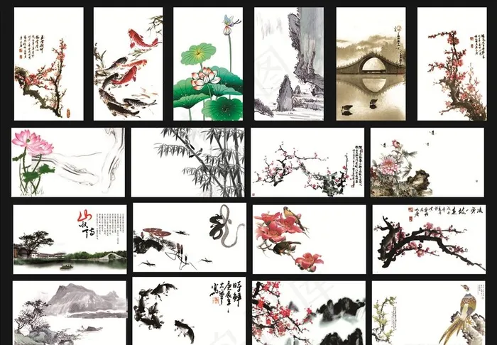 中国画图片cdr矢量模版下载