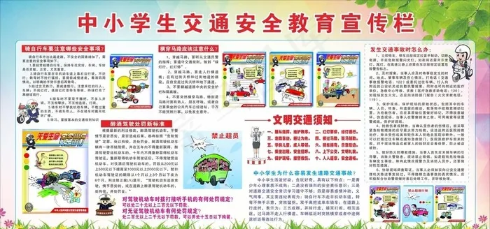 中小学交通安全教育图片cdr矢量模版下载
