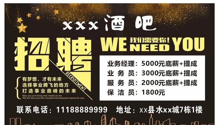 酒吧招聘 招聘海报 招聘展架图片cdr矢量模版下载