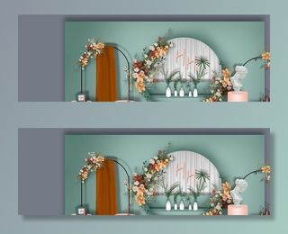 粉蓝色婚礼迎宾区效果图图片