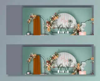 粉蓝色婚礼迎宾区效果图图片