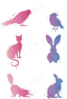 卡通动物剪影图片