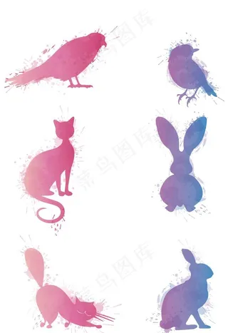 卡通动物剪影图片