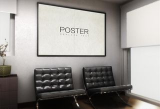 办公室黑板海报样机图片