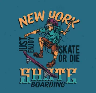 滑板人物复古标签图片