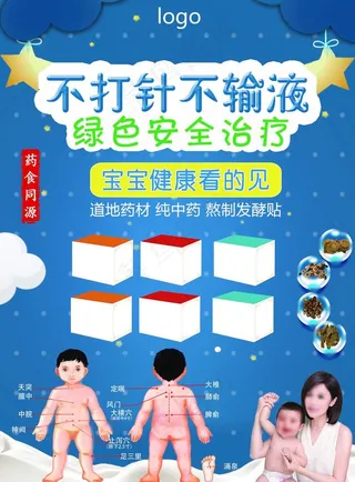 不打针不吃药儿童绿色健康海报图片
