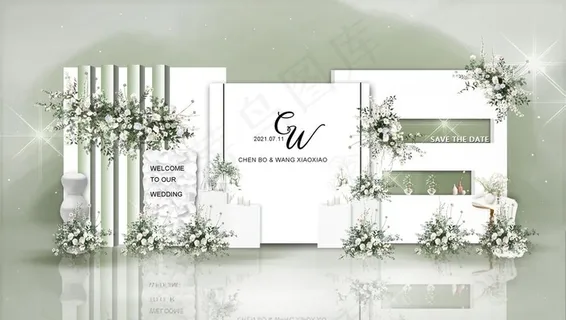 白绿韩式婚礼图片