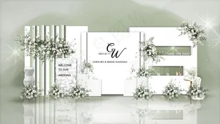 白绿韩式婚礼图片