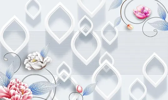 现代简约花朵立体框背景图片