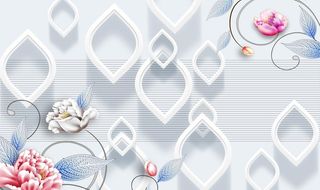 现代简约花朵立体框背景图片