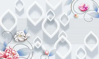 现代简约花朵立体框背景图片