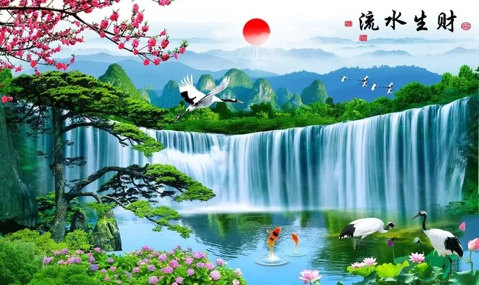 流水生财图片(9071x5669)psd模版下载