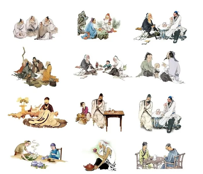 茶道人物 图片cdr矢量模版下载