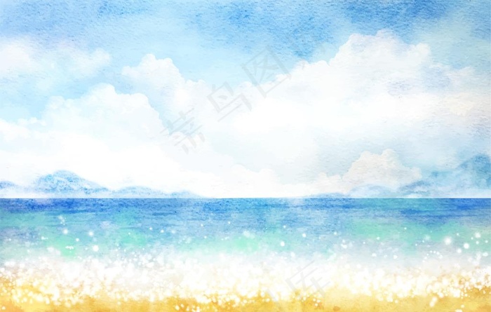 大海 手绘图片(751X501)eps,ai矢量模版下载