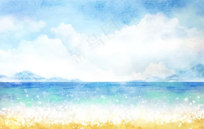 大海 手绘图片(751X501)eps,ai矢量模版下载