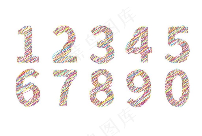 线条涂鸦数字图片ai矢量模版下载
