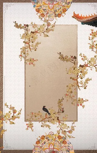 金色刺绣海报背景图片