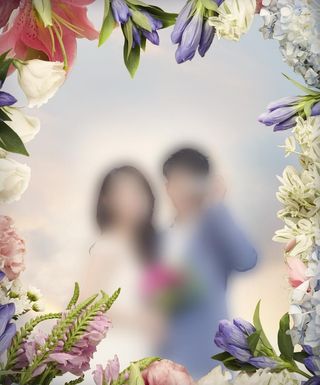 唯美婚纱照艺术照鲜花照片 图片