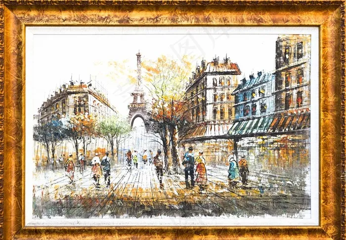 巴黎街景油画图片