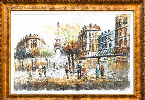 巴黎街景油画图片 巴黎街景油画图片