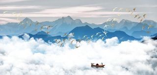 新中式水墨山水图片