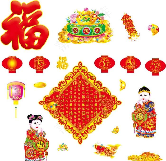 金童玉女图片ai矢量模版下载