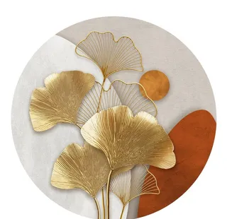 金色银杏叶圆形玄关图片