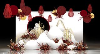 红白新中式婚礼效果图图片