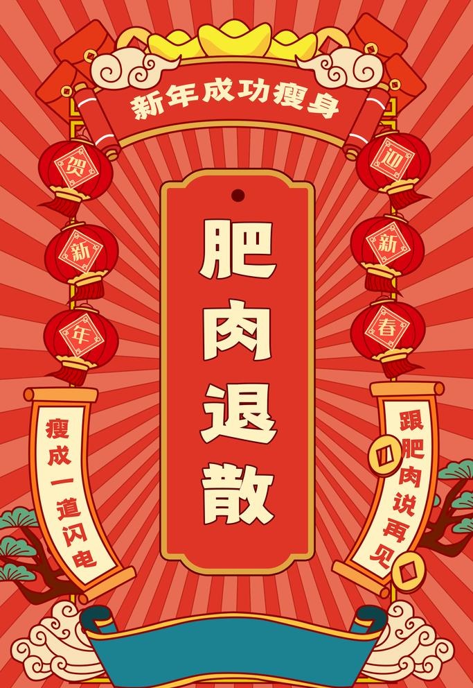 国潮新年标签图片