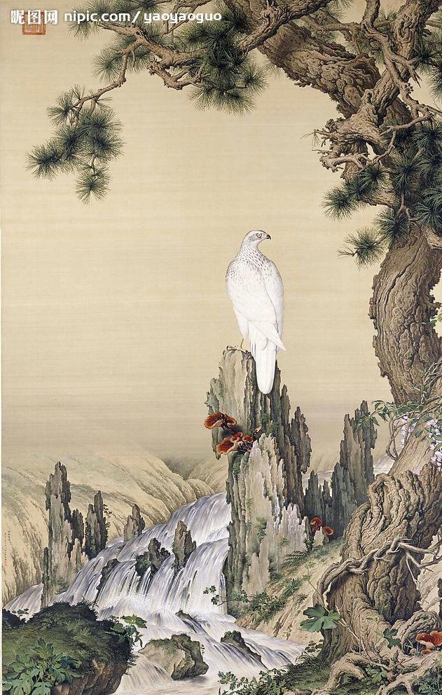 郎世宁 嵩献英芝图轴图片