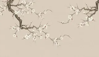 花鸟画 手绘画鸟 梅花 背景墙图片