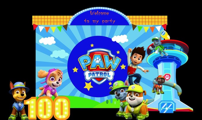 汪汪队生日背景派对图片