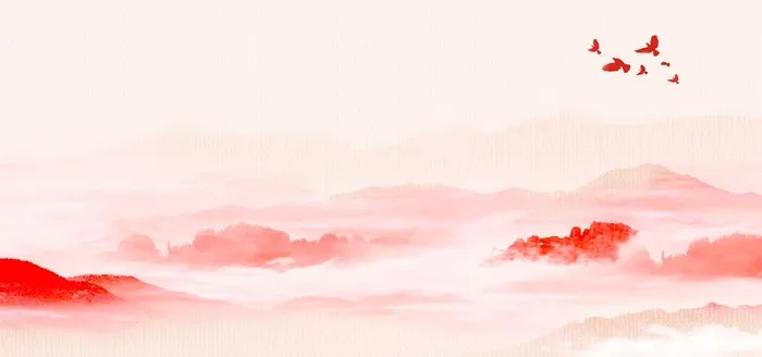 红色水墨画背景图片(5906x2953)psd模版下载