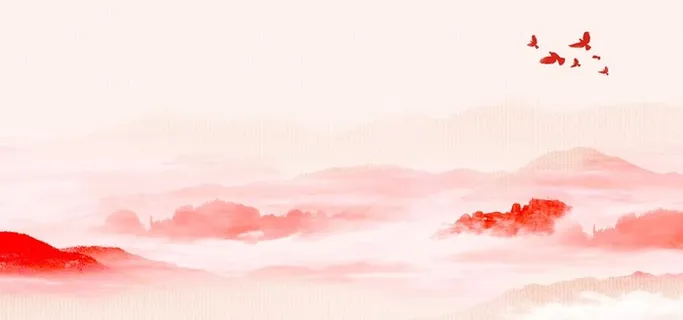 红色水墨画背景图片