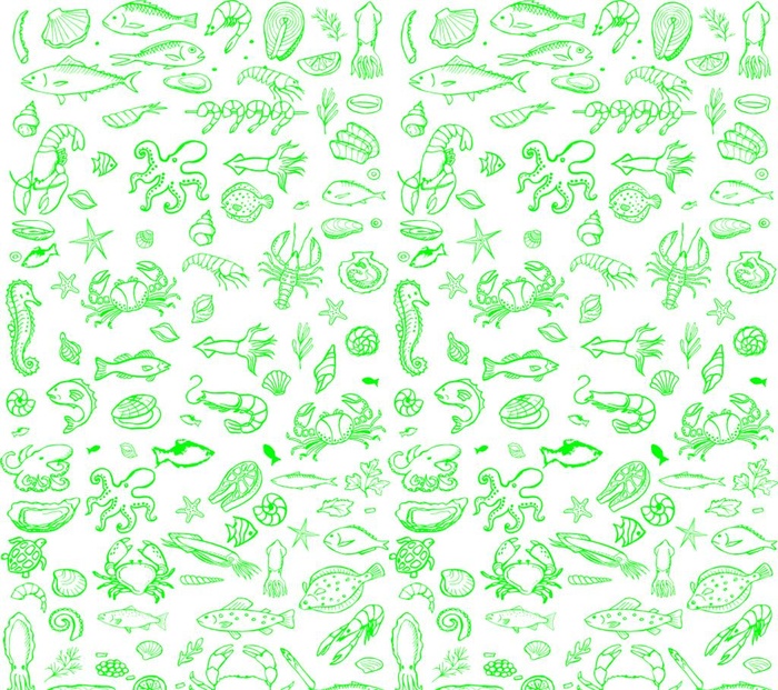 海鲜线条图图片